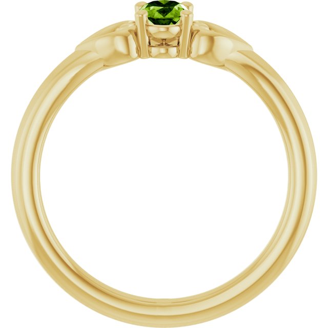 14K Yellow Natural Peridot Youth Heart Ring