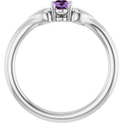 Sterling Silver Natural Amethyst Youth Heart Ring