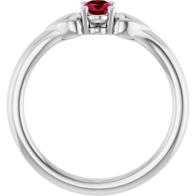 Sterling Silver Lab-Grown Ruby Youth Heart Ring