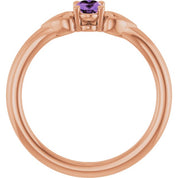 14K Rose Natural Amethyst Youth Heart Ring