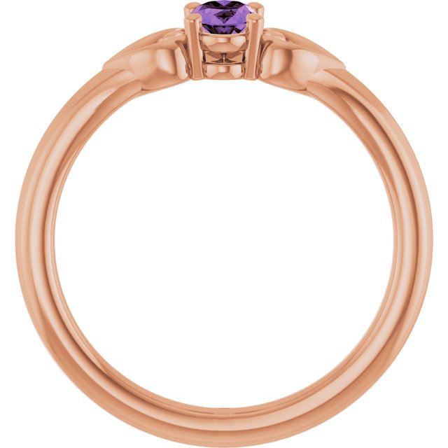 14K Rose Natural Amethyst Youth Heart Ring