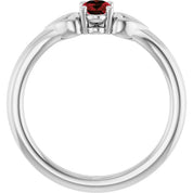 Sterling Silver Imitation Mozambique Garnet Youth Heart Ring