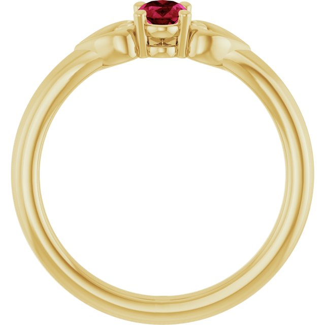14K Yellow Natural Ruby Youth Heart Ring
