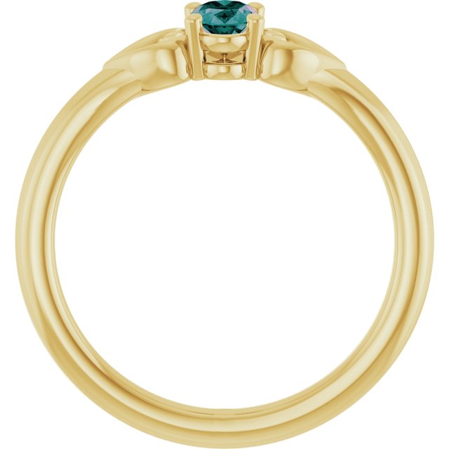 14K Yellow Lab-Grown Alexandrite Youth Heart Ring