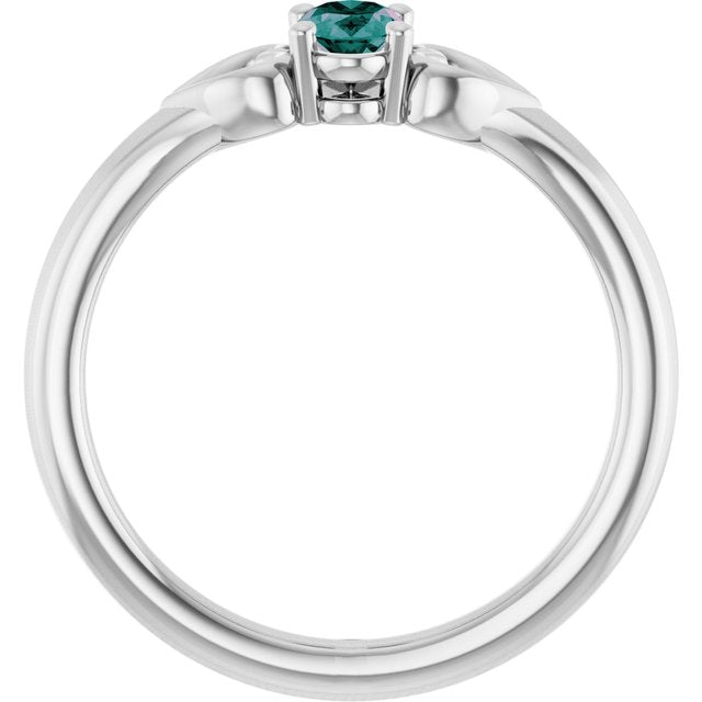 Sterling Silver Lab-Grown Alexandrite Youth Heart Ring