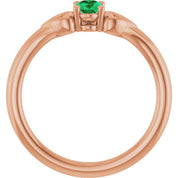 14K Rose Natural Emerald Youth Heart Ring