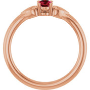14K Rose Lab-Grown Ruby Youth Heart Ring