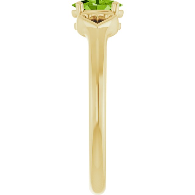 14K Yellow Natural Peridot Youth Heart Ring