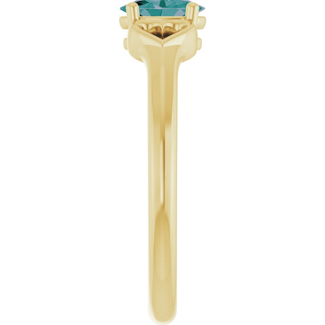14K Yellow Lab-Grown Alexandrite Youth Heart Ring