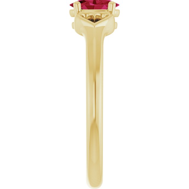 14K Yellow Natural Ruby Youth Heart Ring