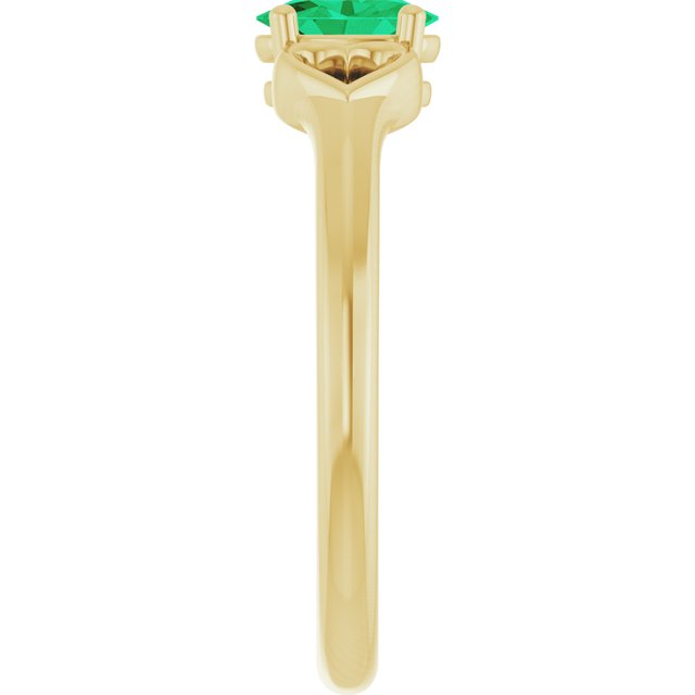 14K Yellow Natural Emerald Youth Heart Ring