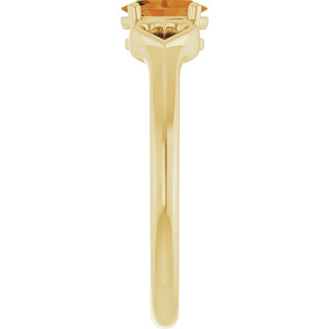 14K Yellow Natural Citrine Youth Heart Ring