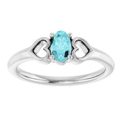 Sterling Silver Imitation Blue Zircon Youth Heart Ring