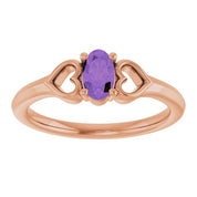 14K Rose Natural Amethyst Youth Heart Ring