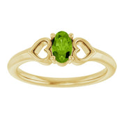 14K Yellow Natural Peridot Youth Heart Ring