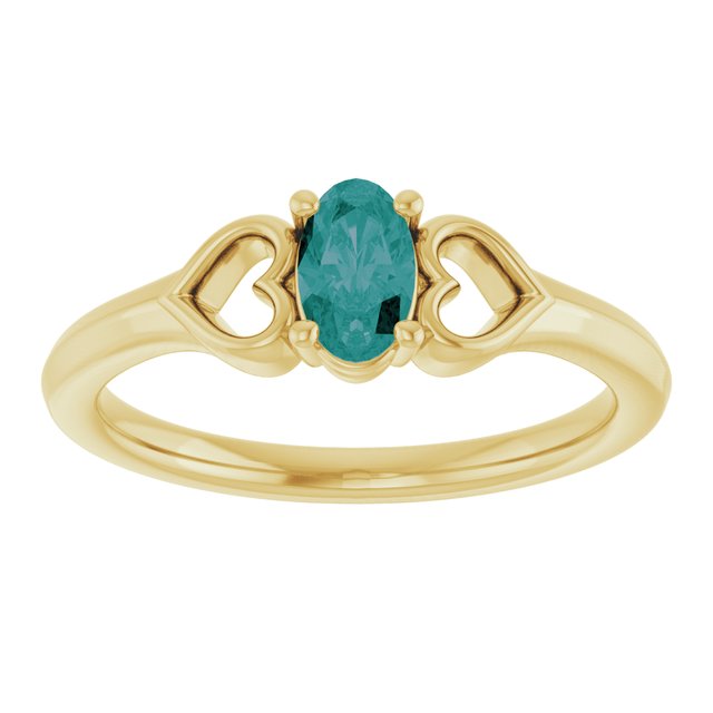 14K Yellow Lab-Grown Alexandrite Youth Heart Ring
