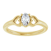 14K Yellow Natural White Sapphire Youth Heart Ring
