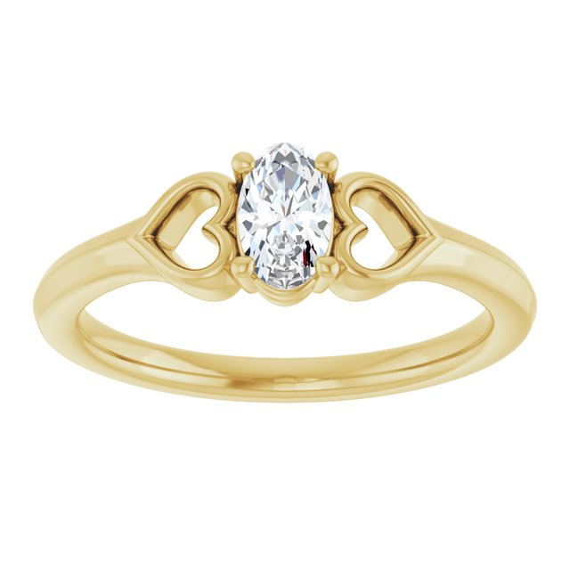 14K Yellow Natural White Sapphire Youth Heart Ring