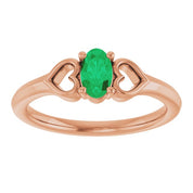 14K Rose Lab-Grown Emerald Youth Heart Ring
