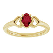 14K Yellow Natural Ruby Youth Heart Ring