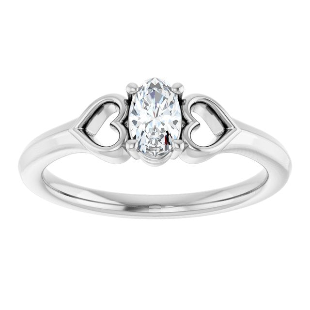 Sterling Silver Imitation Diamond Youth Heart Ring