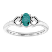 Sterling Silver Imitation Alexandrite Youth Heart Ring
