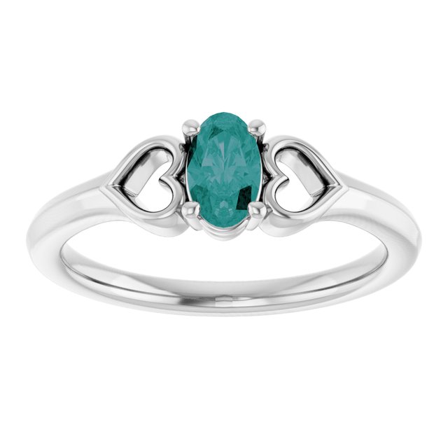 Sterling Silver Imitation Alexandrite Youth Heart Ring