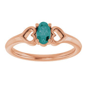 14K Rose Lab-Grown Alexandrite Youth Heart Ring
