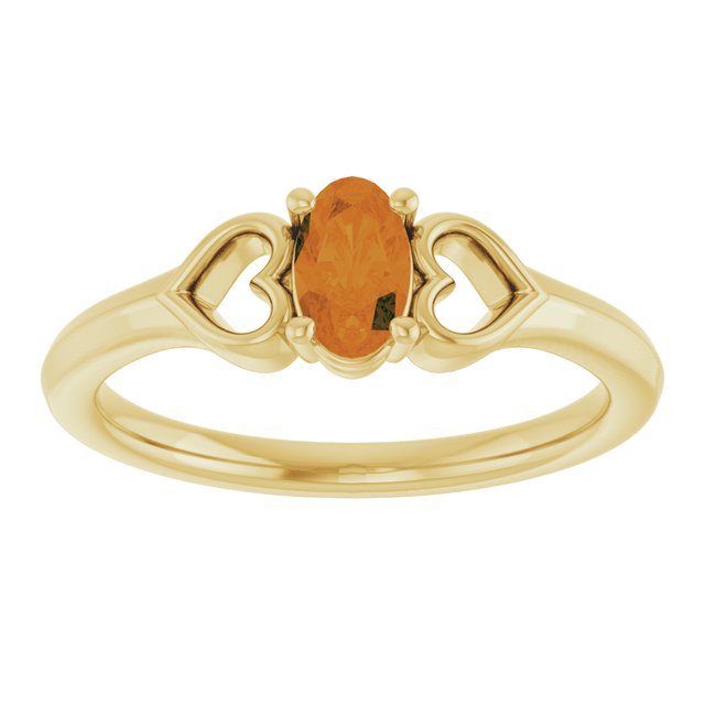 14K Yellow Natural Citrine Youth Heart Ring