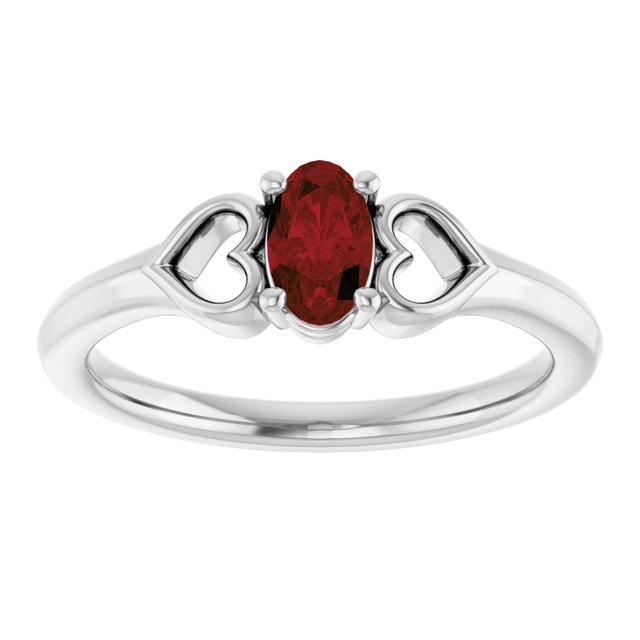 Sterling Silver Imitation Mozambique Garnet Youth Heart Ring