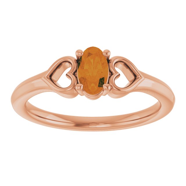 14K Rose Natural Citrine Youth Heart Ring