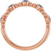 14K Rose Lab-Grown Blue Sapphire Stackable Ring