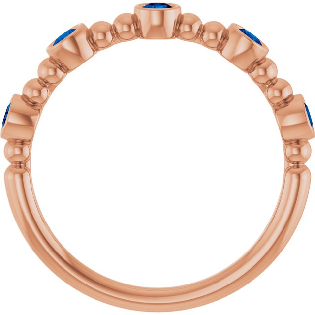 14K Rose Lab-Grown Blue Sapphire Stackable Ring