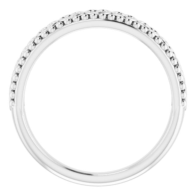 Platinum .04 CTW Natural Diamond Stackable Beaded Heart Ring