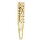 14K Yellow .04 CTW Natural Diamond Stackable Beaded Heart Ring