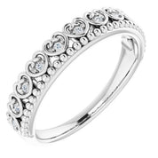 Platinum .04 CTW Natural Diamond Stackable Beaded Heart Ring