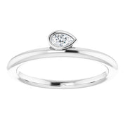 14K White 1/10 CT Natural Diamond Stackable Ring