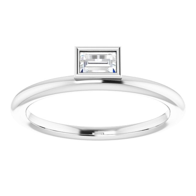 14K White 1/6 CT Natural Diamond Stackable Ring