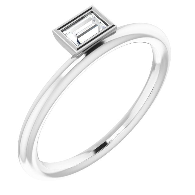 Platinum 1/6 CT Natural Diamond Stackable Ring