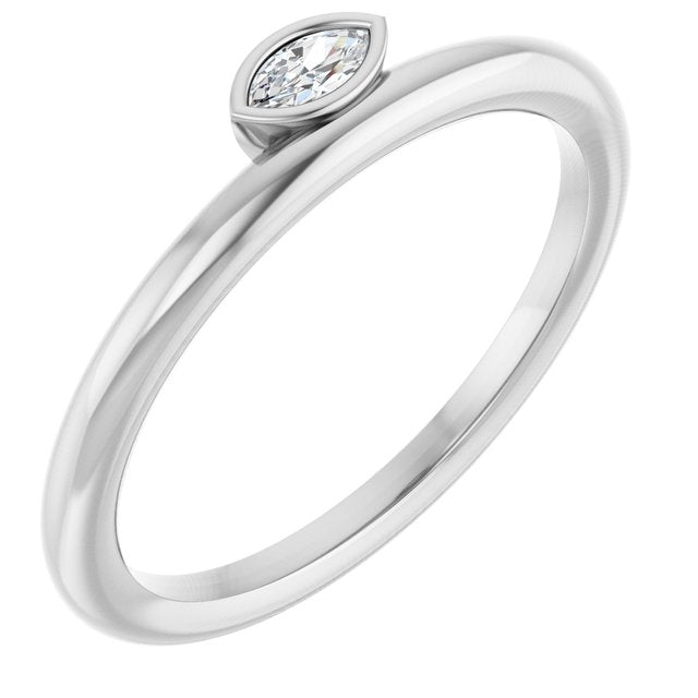 Sterling Silver .07 CT Natural Diamond Stackable Ring