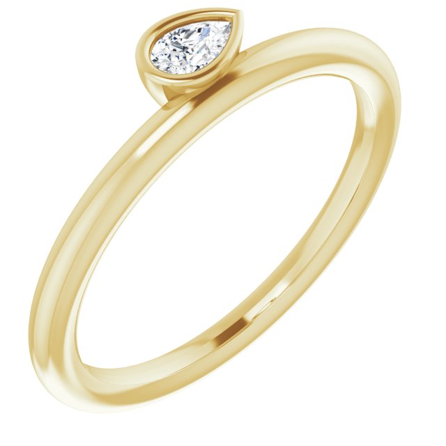 14K Yellow 1/10 CT Natural Diamond Stackable Ring