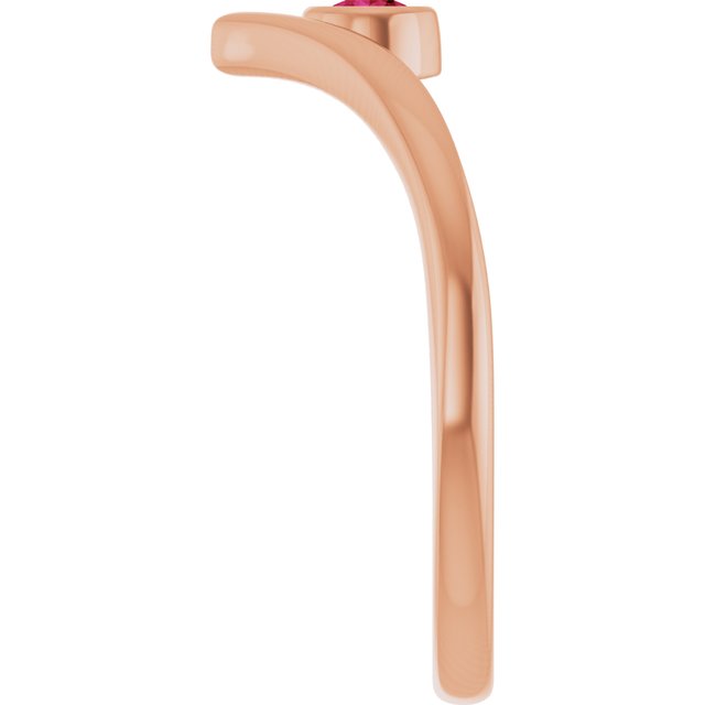 14K Rose Lab-Grown Ruby Bezel-Set V Ring