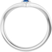 Sterling Silver Lab-Grown Blue Sapphire Bezel-Set V Ring