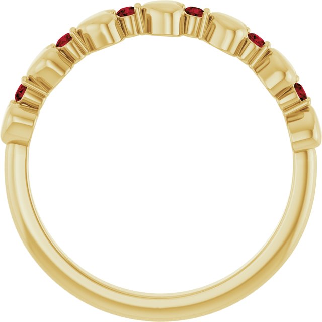 14K Yellow Natural Mozambique Garnet Heart Stackable Ring