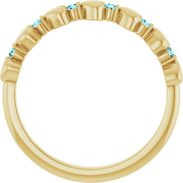 14K Yellow Natural Blue Zircon Heart Stackable Ring
