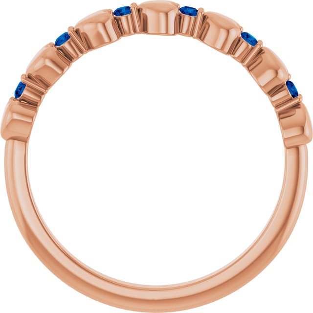 14K Rose Natural Blue Sapphire Heart Stackable Ring