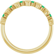 14K Yellow Natural Emerald Heart Stackable Ring