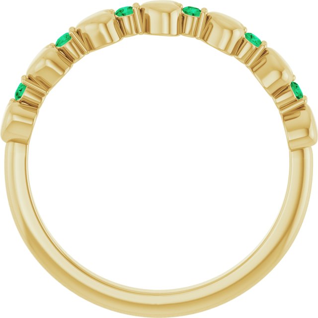 14K Yellow Natural Emerald Heart Stackable Ring