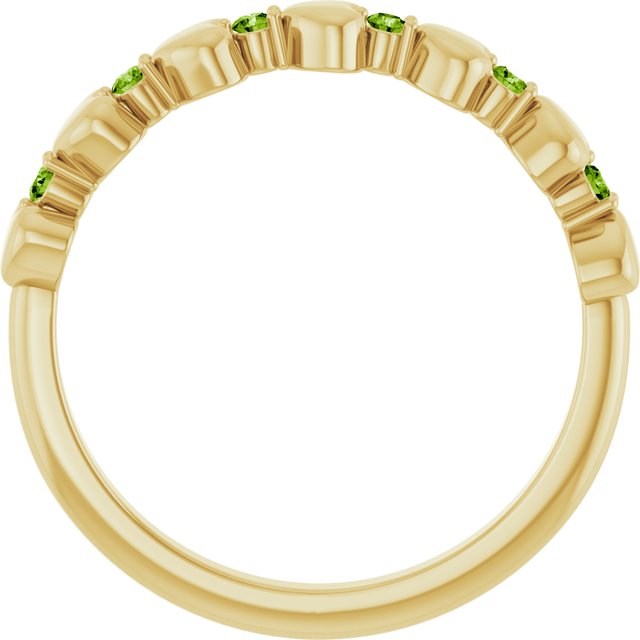 14K Yellow Natural Peridot Heart Stackable Ring