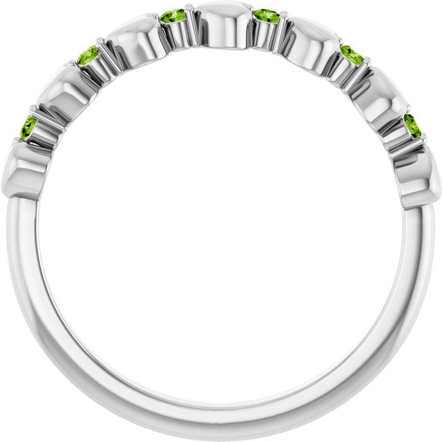 Sterling Silver Natural Peridot Heart Stackable Ring